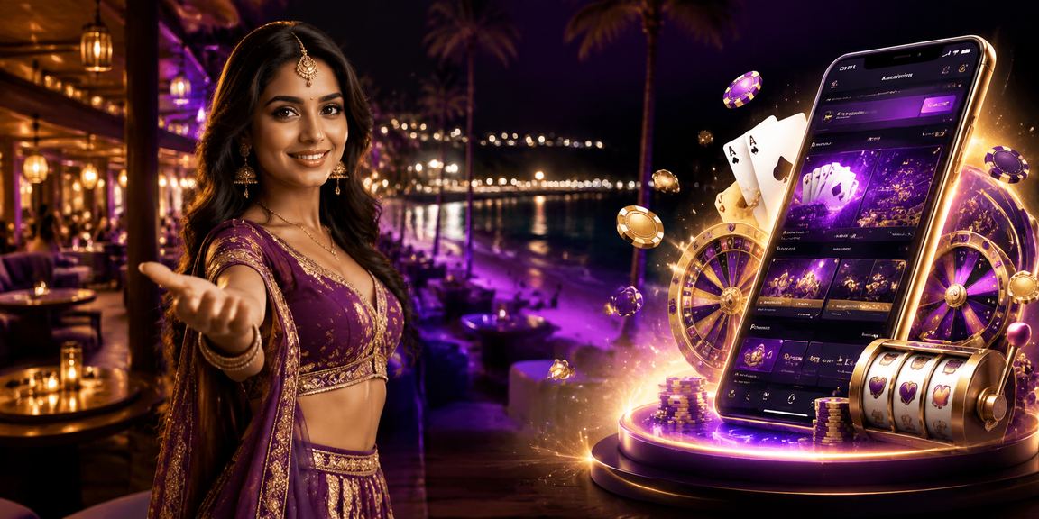 User enjoying casino app on beach in Goa